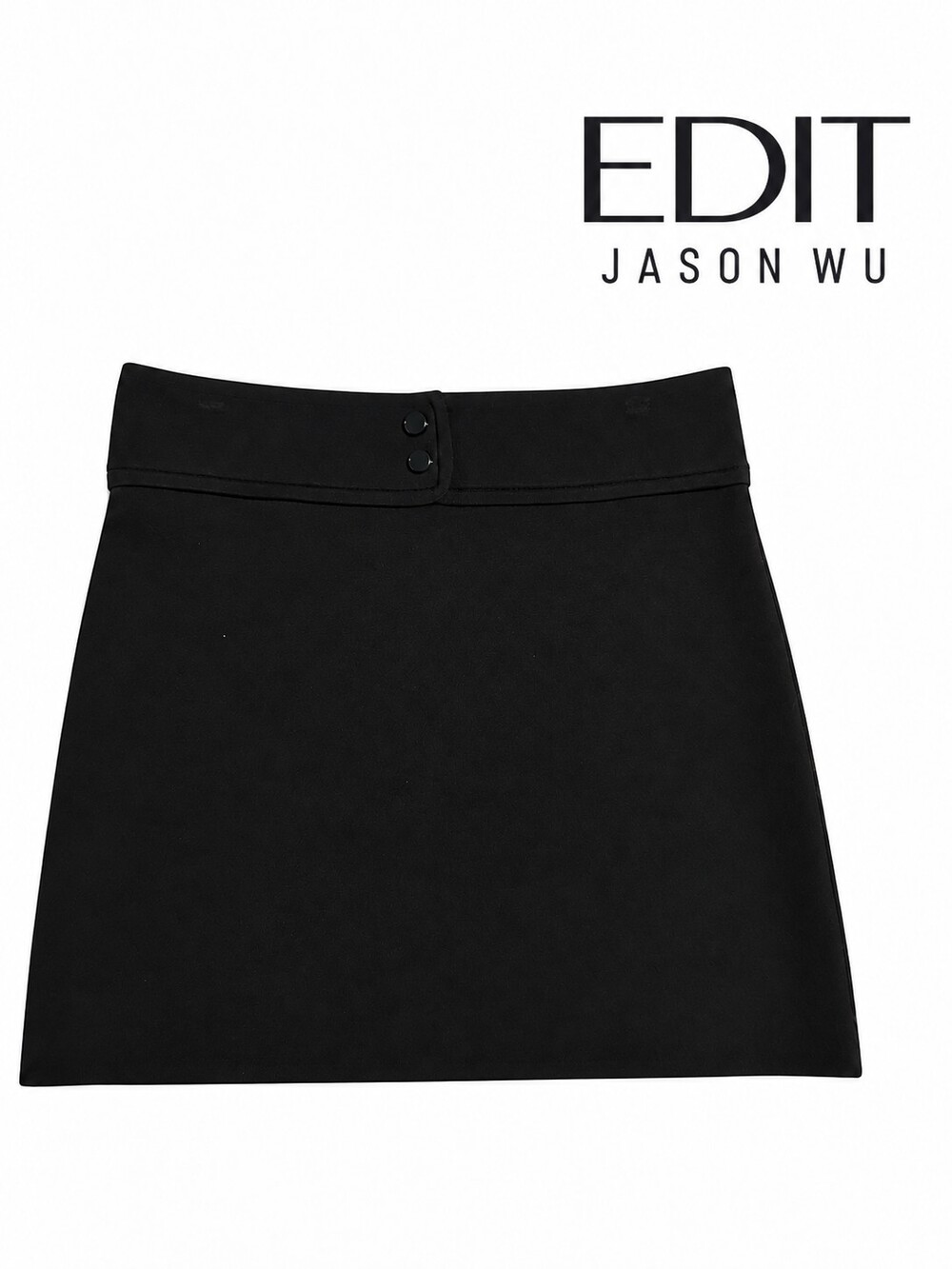 NWT EDIT by Jason Wu Black Mini Skirt Double Button Stretch A-Line Skirt